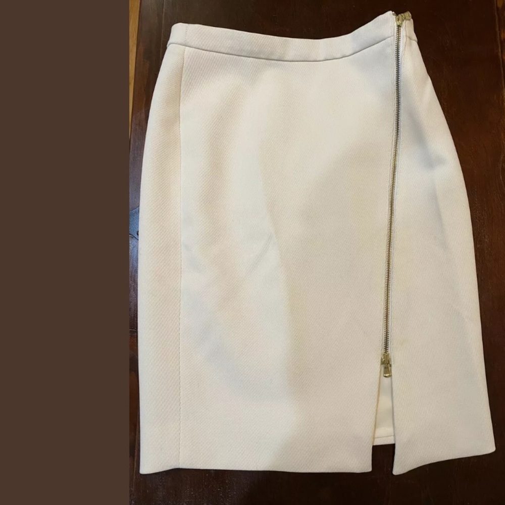 J CREW Off-white Zipper fully lined pencil skirt 4